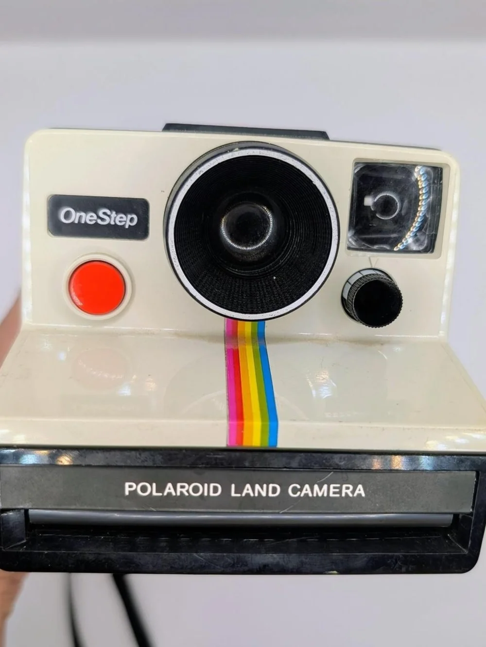 Polaroid OneStep Land Camera - Cream with Rainbow Stripe